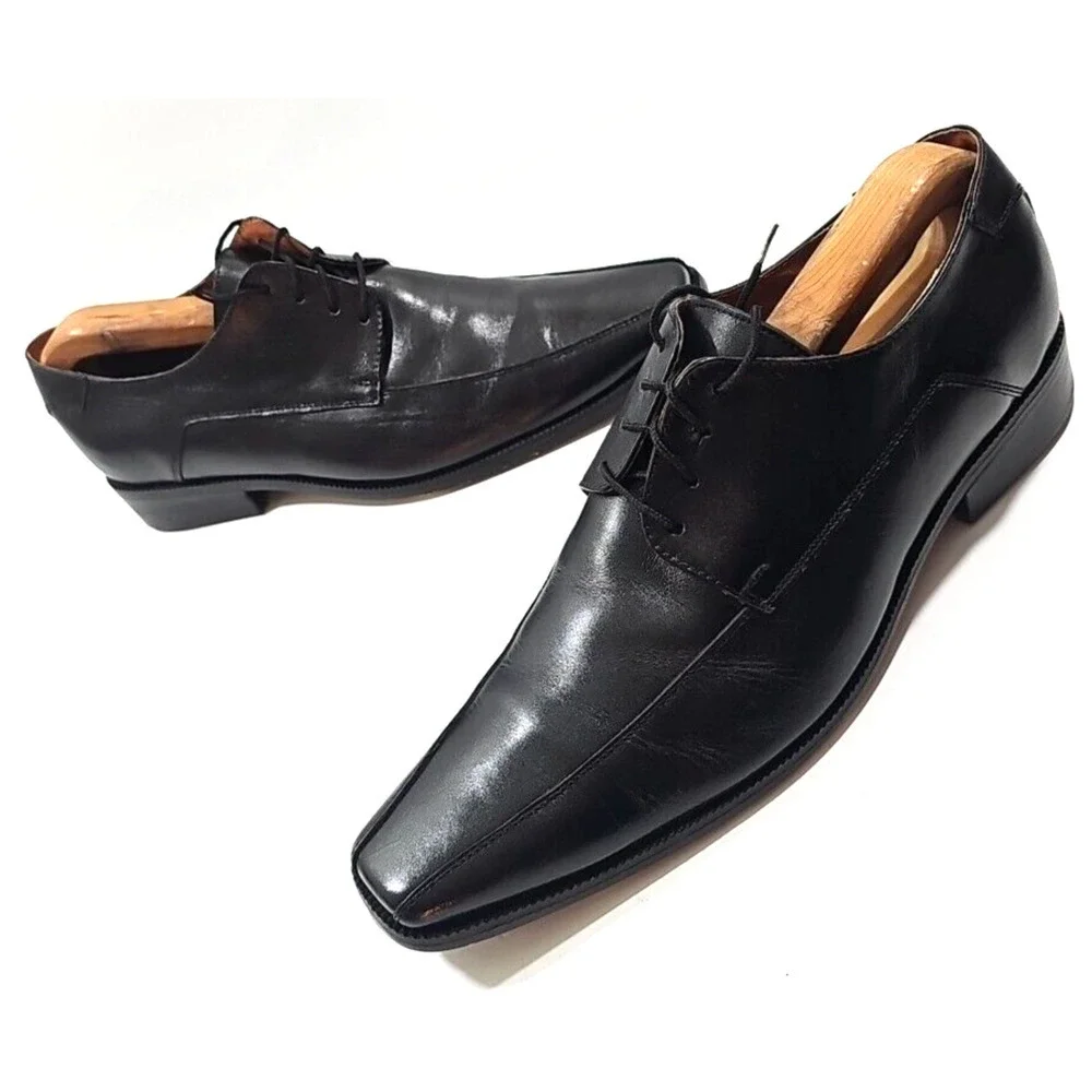 Jason & Justin Collection ~Men's Size 9.5~ Black Leather Dress Oxford Shoes.